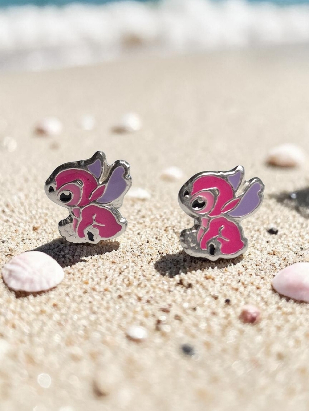 925 Silver Earrings – Pink Stitch Design